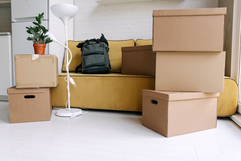 Packed moving boxes ready for moving day