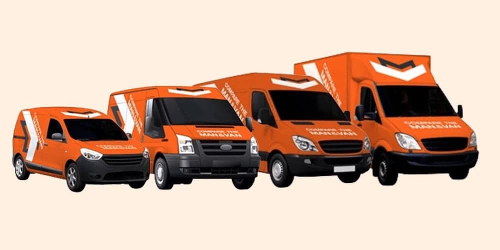Line-up of different van sizes available for moving